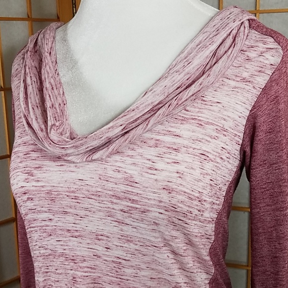 Anthropologie t.la heathered maroon cowl neck top - Picture 2 of 8